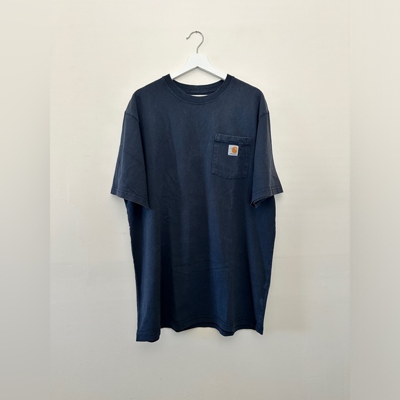 Carhartt Men's Loose Fit Heavyweight Short-Sleeve Pocket T-Shirt, Navy - Picture 1 of 2